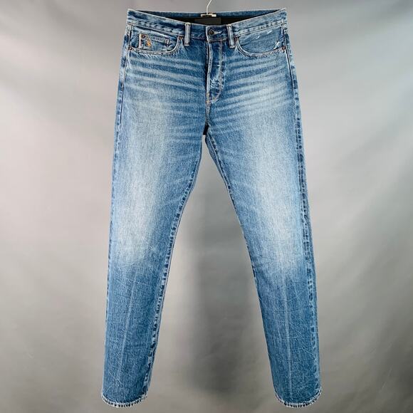 TODD SNYDER Size 32 Blue Cotton Straight Selvedge Denim Button Fly Jeans - Picture 1 of 9